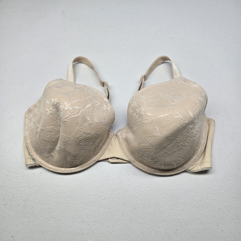 Vanity Fair Women Bra 36DD Beige Floral 75243 T Shirt Underwired Lace Strap